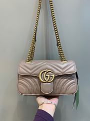 Okify Gucci GG Marmont Mini Shoulder Bag Nude Chevron Leather With Heart - 1