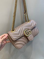 Okify Gucci GG Marmont Mini Shoulder Bag Nude Chevron Leather With Heart - 5