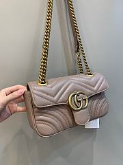 Okify Gucci GG Marmont Mini Shoulder Bag Nude Chevron Leather With Heart - 3
