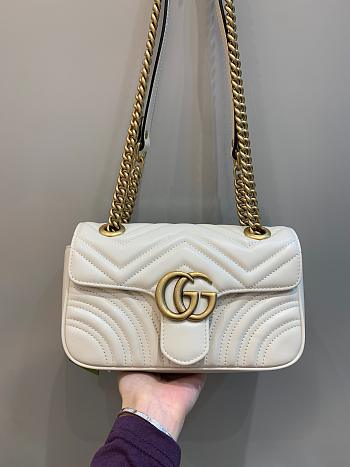 Okify Gucci GG Marmont Mini Shoulder Bag White Chevron Leather With Heart