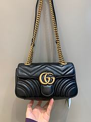 Okify Gucci GG Marmont Mini Shoulder Bag Black Chevron Leather With Heart - 1