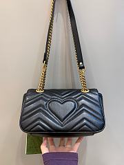 Okify Gucci GG Marmont Mini Shoulder Bag Black Chevron Leather With Heart - 4