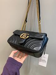 Okify Gucci GG Marmont Mini Shoulder Bag Black Chevron Leather With Heart - 2