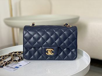 Okify CC Classic Flap Bag 20 Lambskin Navy Blue In Gold Hardware