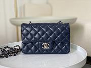 Okify CC Classic Flap Bag 20 Lambskin Navy Blue In Silver Hardware - 1