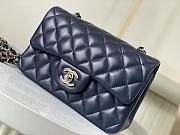 Okify CC Classic Flap Bag 20 Lambskin Navy Blue In Silver Hardware - 3