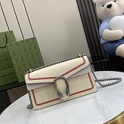 Okify Dionysus Small Rectangular Bag Ivory Leather Red Chain Print Trim - 1