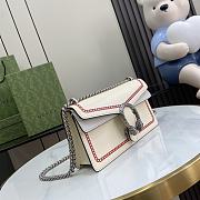 Okify Dionysus Small Rectangular Bag Ivory Leather Red Chain Print Trim - 6