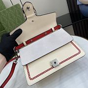 Okify Small Dionysus Top Handle Bag Ivory Leather Red Chain Print Trim - 4
