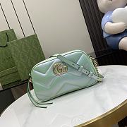 Okify GG Marmont Small Shoulder Bag Green Iridescent Chevron Leather - 1