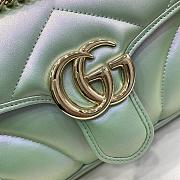 Okify GG Marmont Small Shoulder Bag Green Iridescent Quilted Chevron Leather - 5