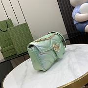 Okify GG Marmont Small Shoulder Bag Green Iridescent Quilted Chevron Leather - 6