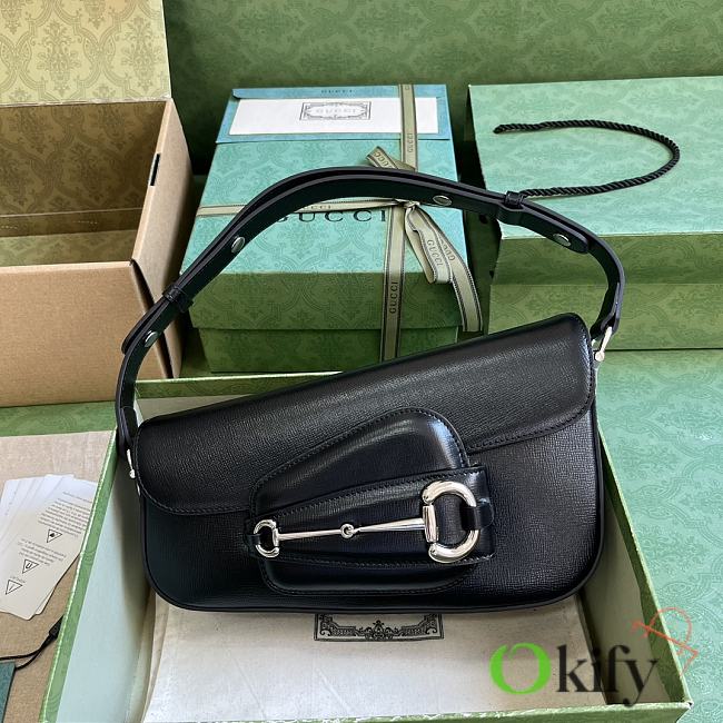 Okify Gucci Horsebit 1955 Shoulder Bag Black Leather - 1