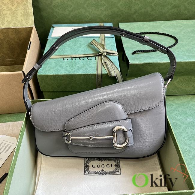Okify Gucci Horsebit 1955 Shoulder Bag Gray Leather - 1