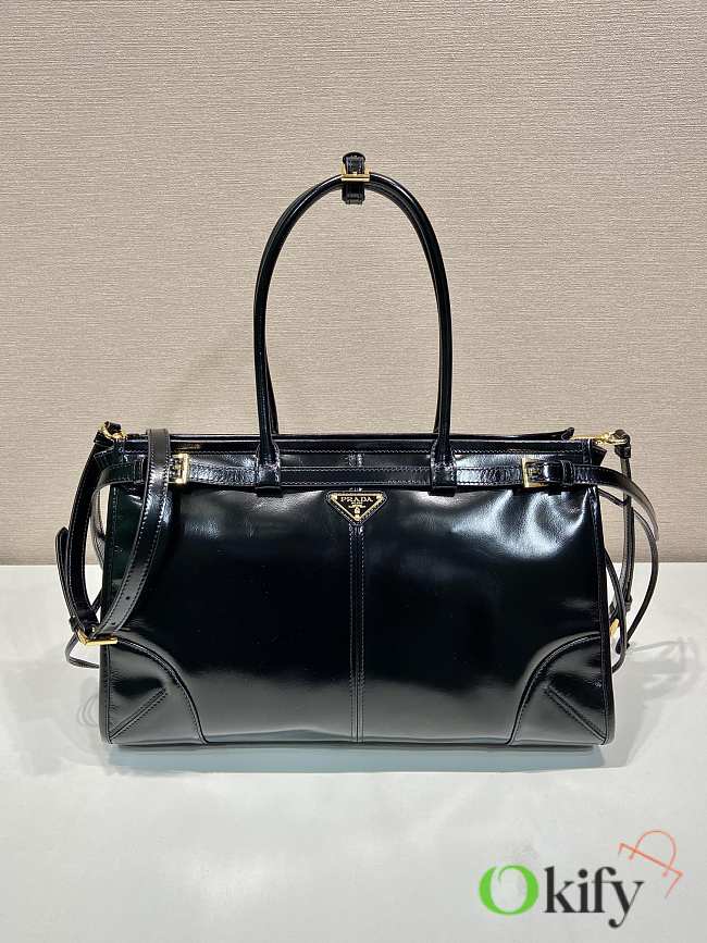 Okify Prada Large Leather Handbag Black Leather  - 1