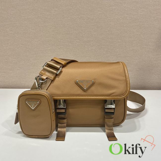 Okify Prada Re-Nylon and Saffiano Leather Shoulder Bag Tobacco - 1