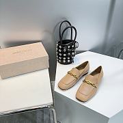 Okify Jimmy Choo Diamond Tilda Loafer Beige Calf Leather Loafers with Diamond Chain  - 5
