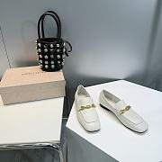Okify Jimmy Choo Diamond Tilda Loafer White Calf Leather Loafers with Diamond Chain  - 6