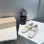Okify Jimmy Choo Diamond Tilda Loafer White Calf Leather Loafers with Diamond Chain  - 4