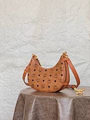 Okify MCM Aren Crescent Hobo In Visetos Small Hobo Shoulder Bag Monogram Canvas And Nappa Leather - 6