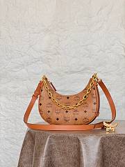 Okify MCM Aren Crescent Hobo In Visetos Small Hobo Shoulder Bag Monogram Canvas And Nappa Leather - 5
