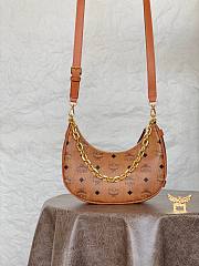 Okify MCM Aren Crescent Hobo In Visetos Small Hobo Shoulder Bag Monogram Canvas And Nappa Leather - 3