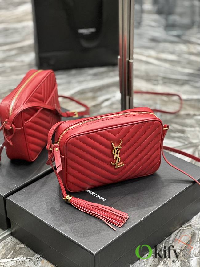 YSL LouLou Camera Bag 23 Red Gold 520534 - 1