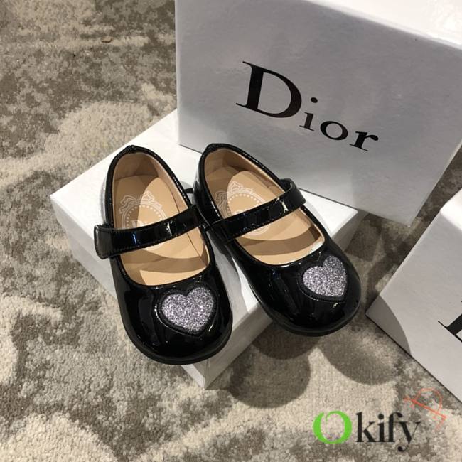 Okify Dior Kid's Shoes Heart Pattern Black - 1
