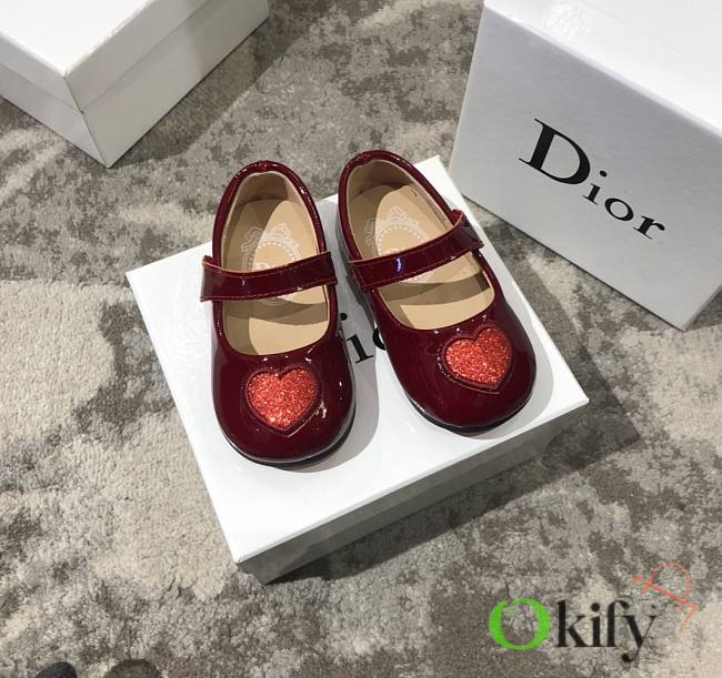 Okify Dior Kid's Shoes Heart Pattern Red - 1