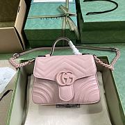 Okify Gucci GG Marmont Mini Top Handle Bag Light Pink Chevron Leather  - 1