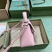 Okify Gucci GG Marmont Mini Top Handle Bag Light Pink Chevron Leather  - 6