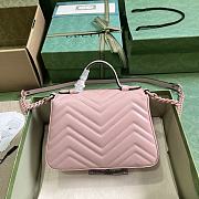 Okify Gucci GG Marmont Mini Top Handle Bag Light Pink Chevron Leather  - 4