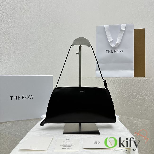 Okify The Row Dalia Baguette Bag in Box Leather Black Silver - 1
