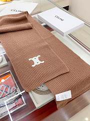 Okify Celine Triomphe Scarf In Ribbed Cashmere Wool Camel - 3