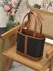 Okify Celine Small Cabas In Triomphe Canvas And Calfskin Brown - 1