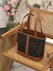 Okify Celine Small Cabas In Triomphe Canvas And Calfskin Brown - 2