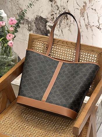 Okify Celine Medium Cabas In Triomphe Canvas And Calfskin Brown