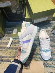 Okify Gucci Women's Screener Trainer Light Blue And White Canvas - 4