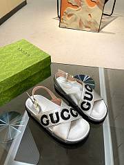 Okify Gucci Logo Leather Sandal Silver - 5