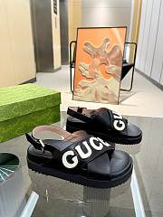 Okify Gucci Logo Leather Sandal Black - 6