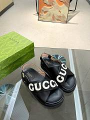 Okify Gucci Logo Leather Sandal Black - 5