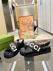 Okify Gucci Logo Leather Sandal Black - 4