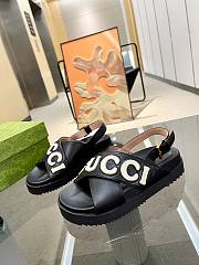 Okify Gucci Logo Leather Sandal Black - 3