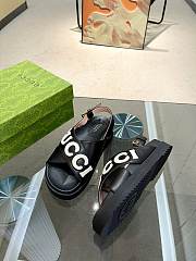 Okify Gucci Logo Leather Sandal Black - 2