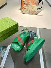 Okify Gucci Logo Leather Sandal Green - 6