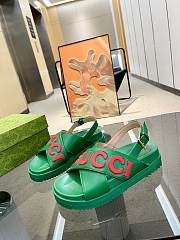 Okify Gucci Logo Leather Sandal Green - 5