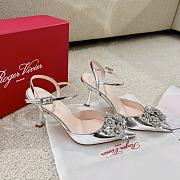 Okify Roger Vivier Silver Malia Patent Slingback Heels With Jewelled - 5