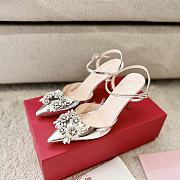 Okify Roger Vivier Silver Malia Patent Slingback Heels With Jewelled - 4
