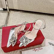 Okify Roger Vivier Silver Malia Patent Slingback Heels With Jewelled - 3