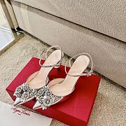 Okify Roger Vivier Silver Malia Patent Slingback Heels With Jewelled - 2